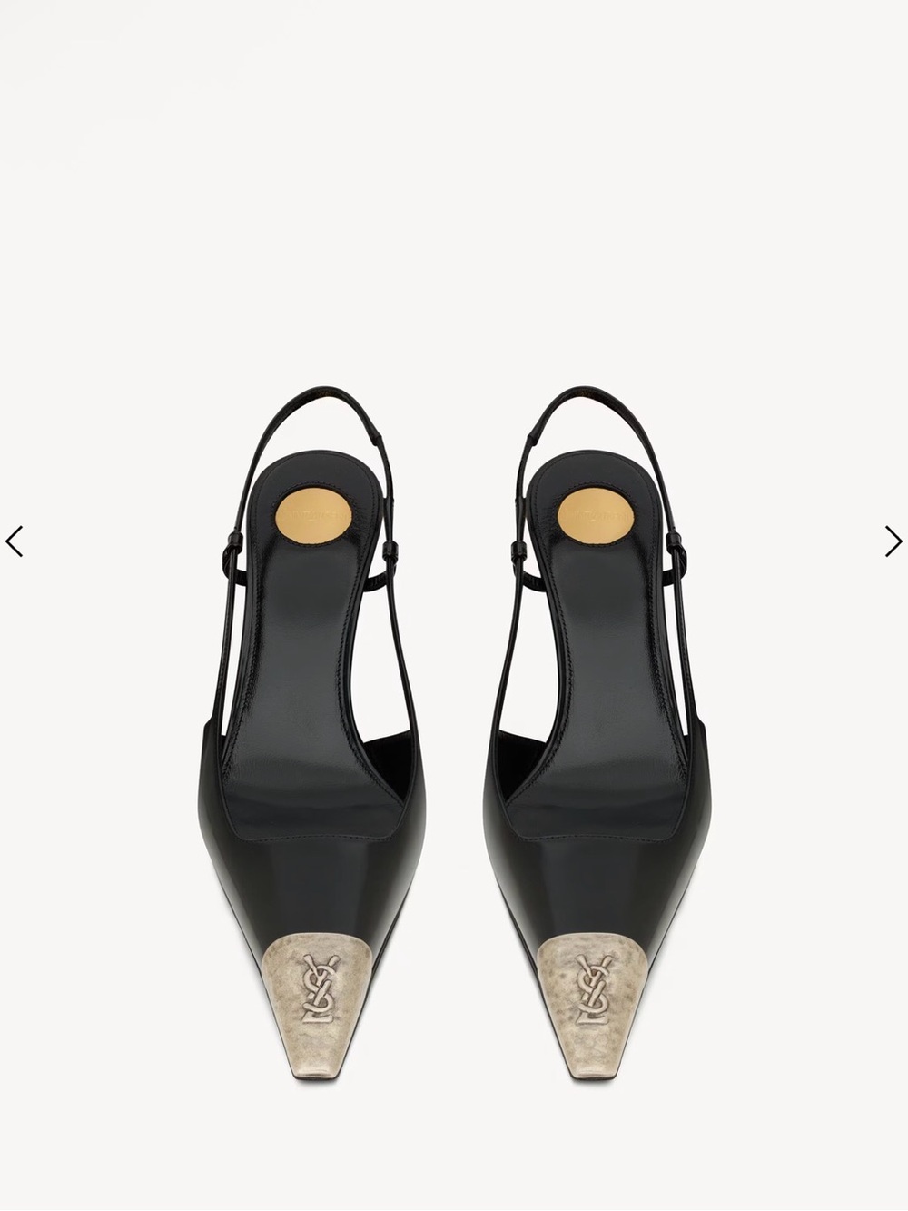 Yves Saint Laurent Black Leather Slingback Espadrilles with Silver Toe Caps